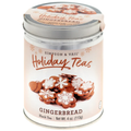 Simpson & Vail Gingerbread black tea, 4 oz silver tin with gingerbread cookies pictured on the holiday label.