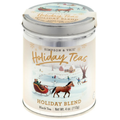 Simpson & Vail Holiday Blend black tea, 4 oz silver tin with a winter scene featuring a horse-drawn sleigh.